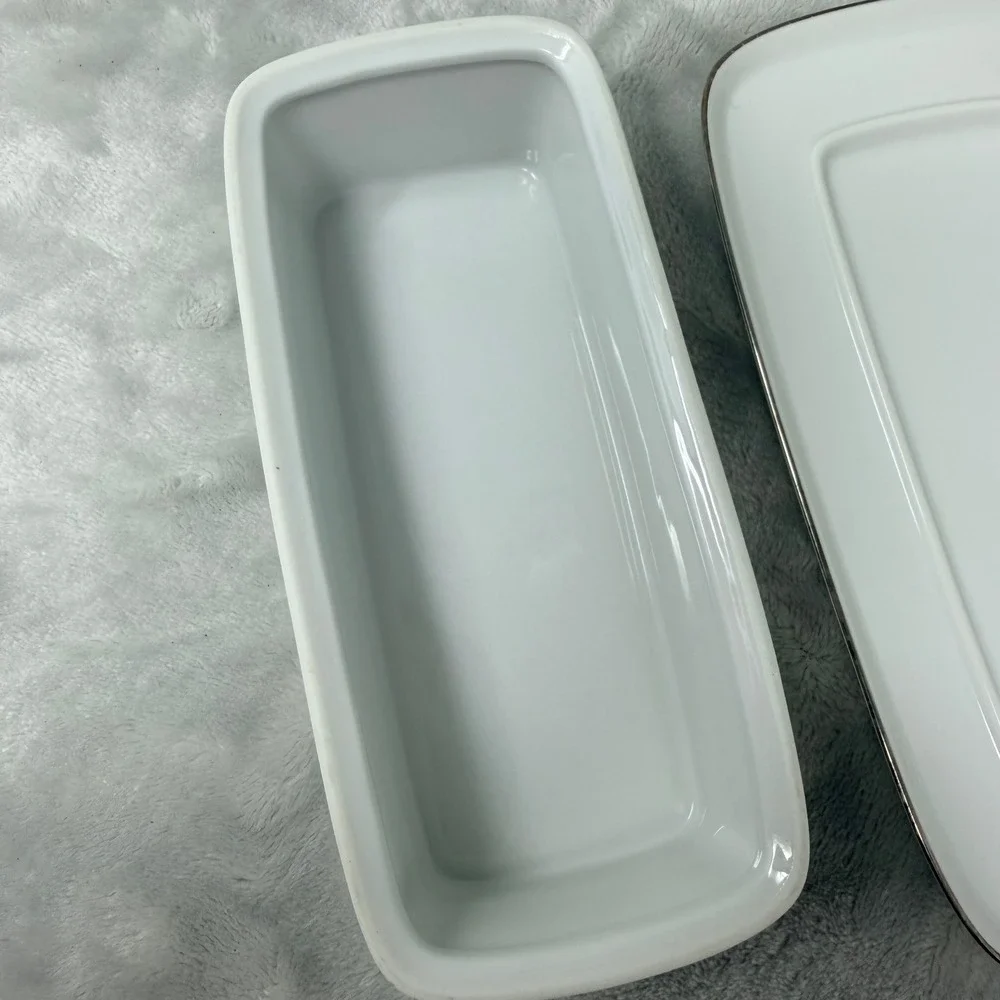 Crown Victoria‎ Empress Fine China Butter Dish with Lid White Floral Silver Trim